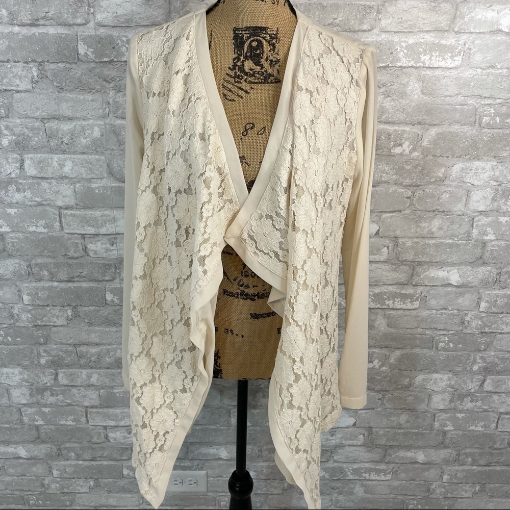 Hazel Lace Floral Drapey Cardigan
